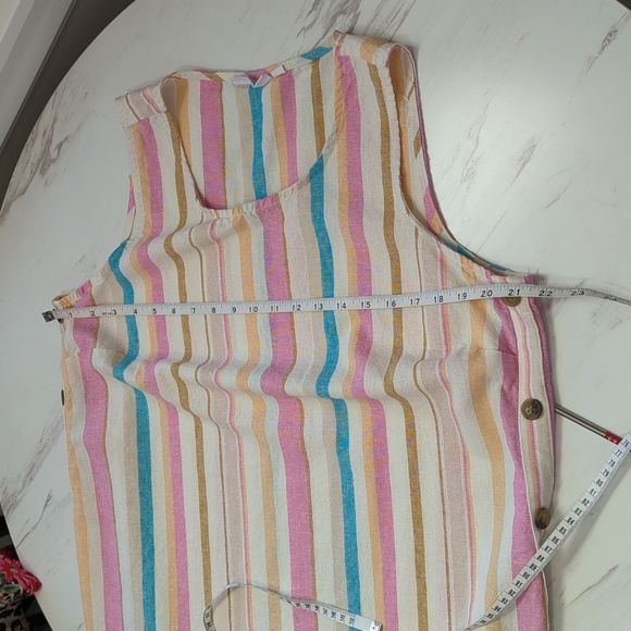 Westbound Multi Colored Vertical Linen Blend Midi Dress Size 1X - Picture 11 of 14